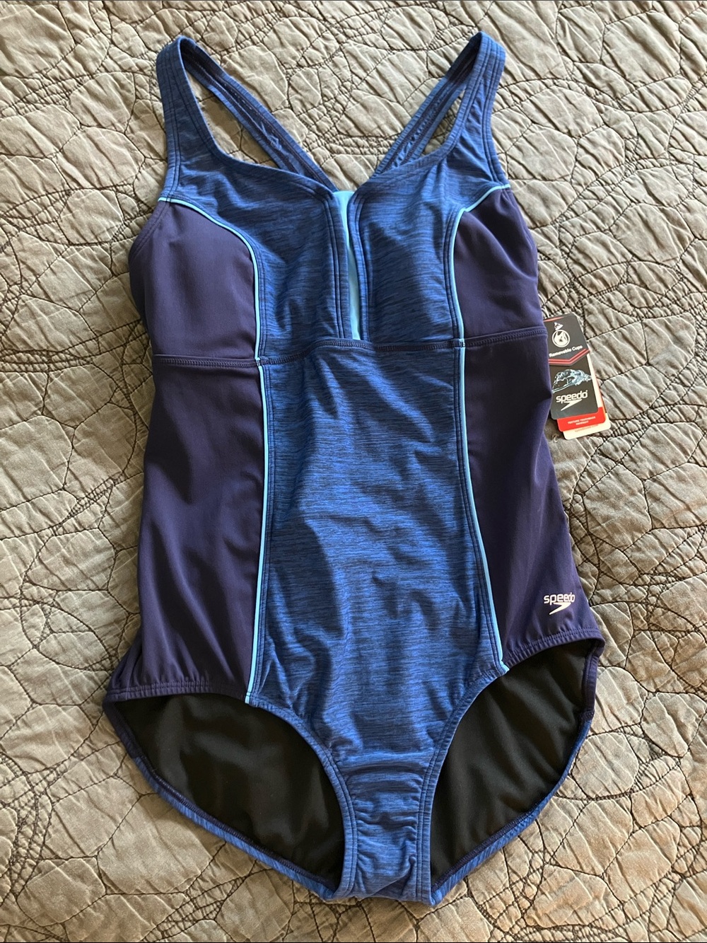 Speedo Blue & Navy Women's Athletic One-Piece Swimsuit